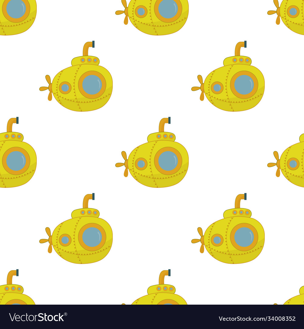 Seamless pattern with yellow submarines Vector Image Seamless pattern with yellow submarines