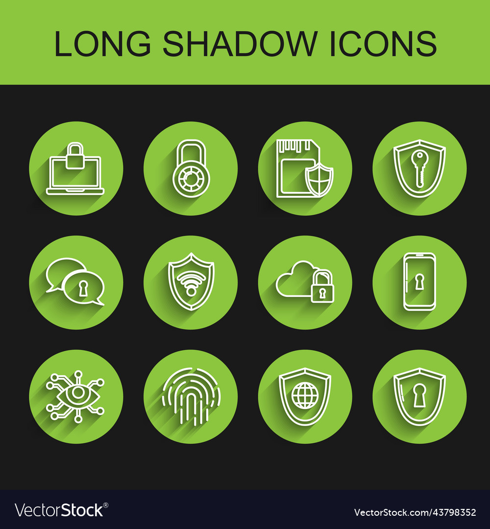 Set line eye scan fingerprint laptop and lock vector image Set line eye scan fingerprint laptop and lock