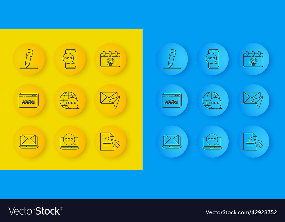 Set line laptop with envelope website template vector image Set line laptop with envelope website template