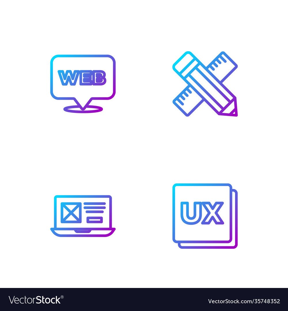 Set line ui or ux design web and graphic vector image Set line ui or ux design web and graphic