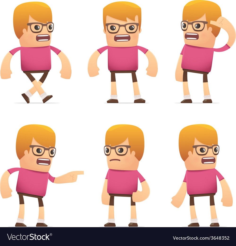 Set of dude character in different poses