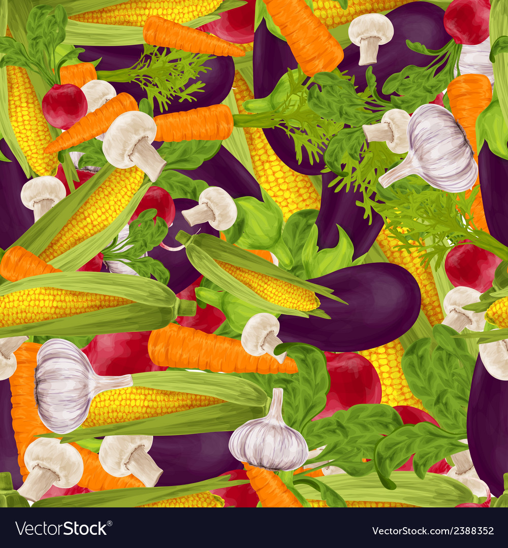 Vegetables realistic seamless background Vector Image