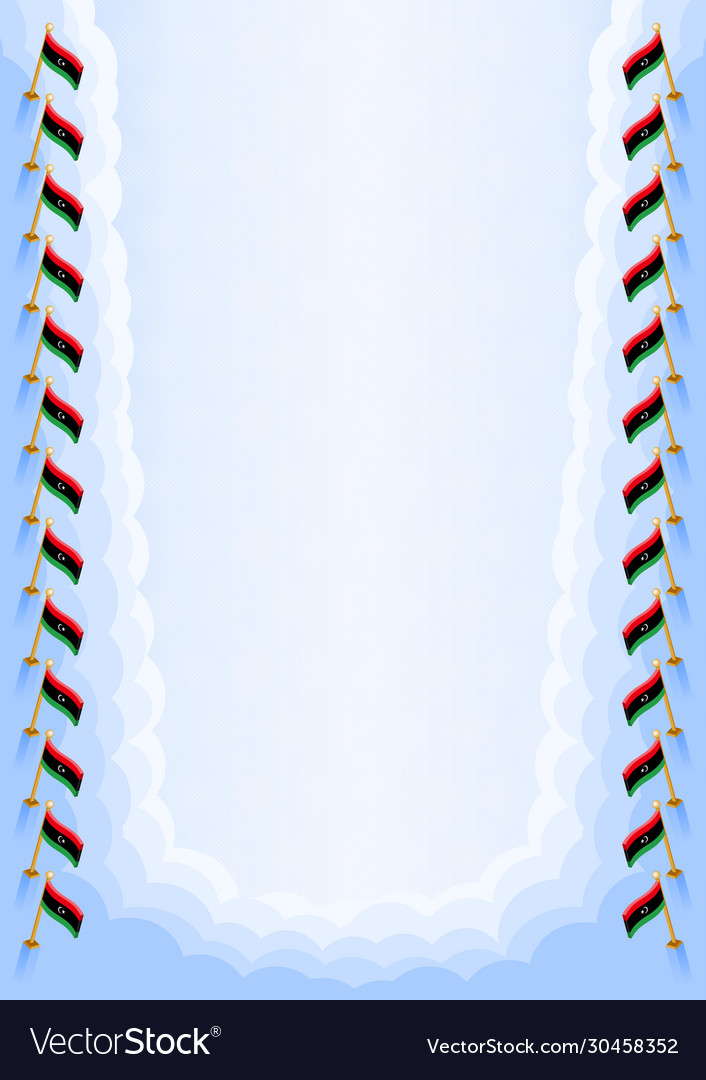 Vertical frame and border with libya flag Vector Image Vertical frame and border with libya flag