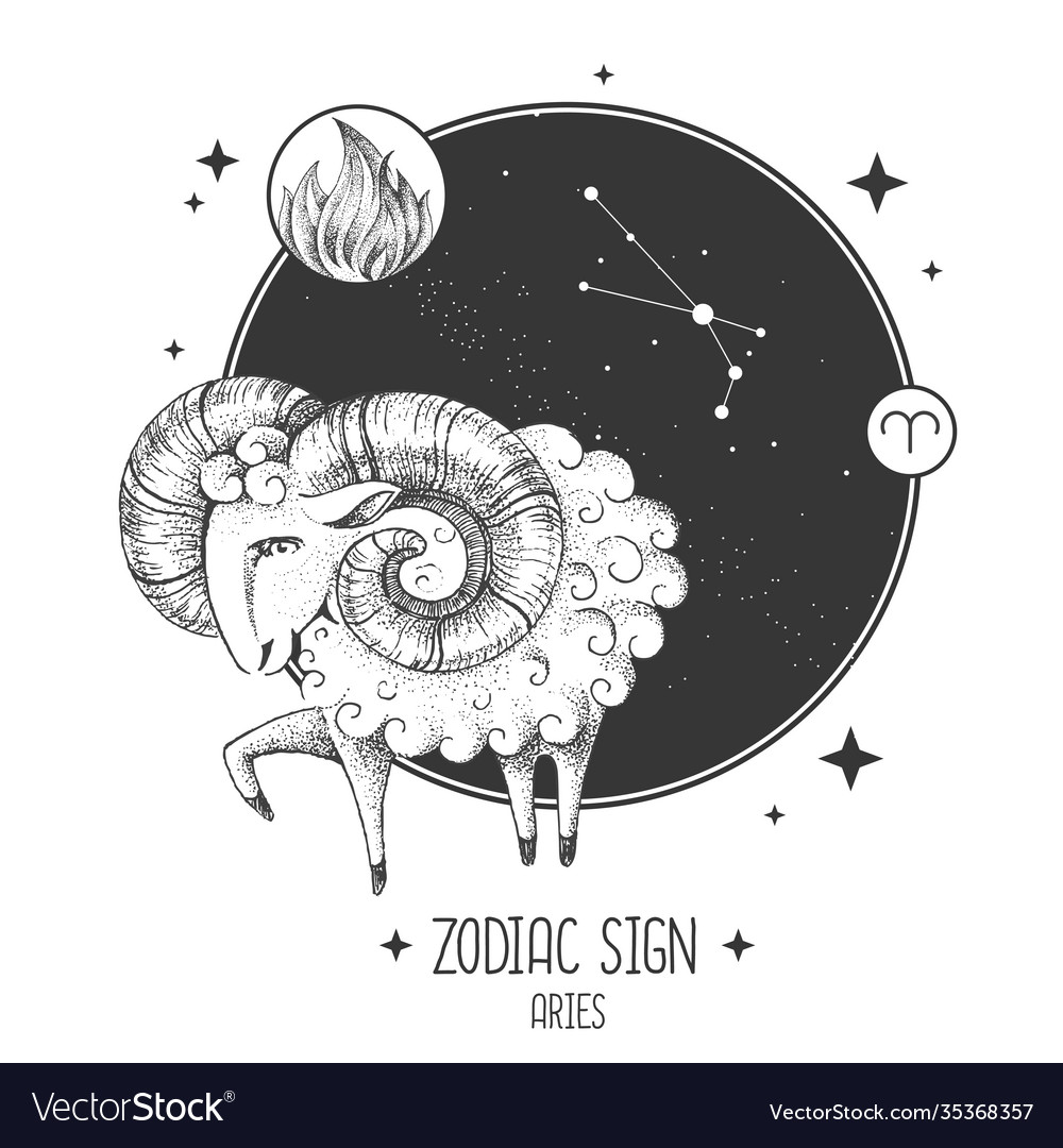 Card with astrology aries zodiac sign Royalty Free Vector