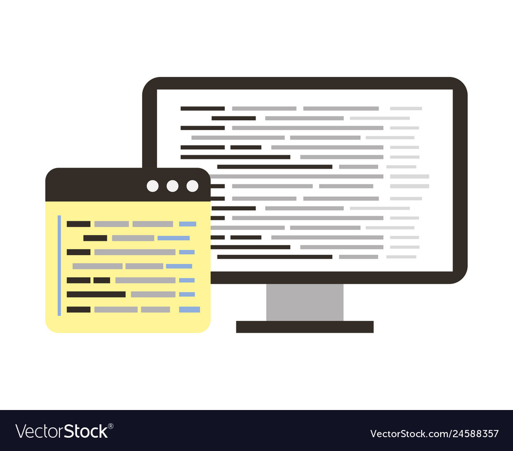 Computer website language coding development vector image Computer website language coding development