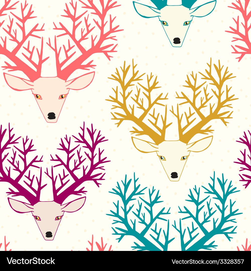 Cute seamless pattern with deers Royalty Free Vector Image