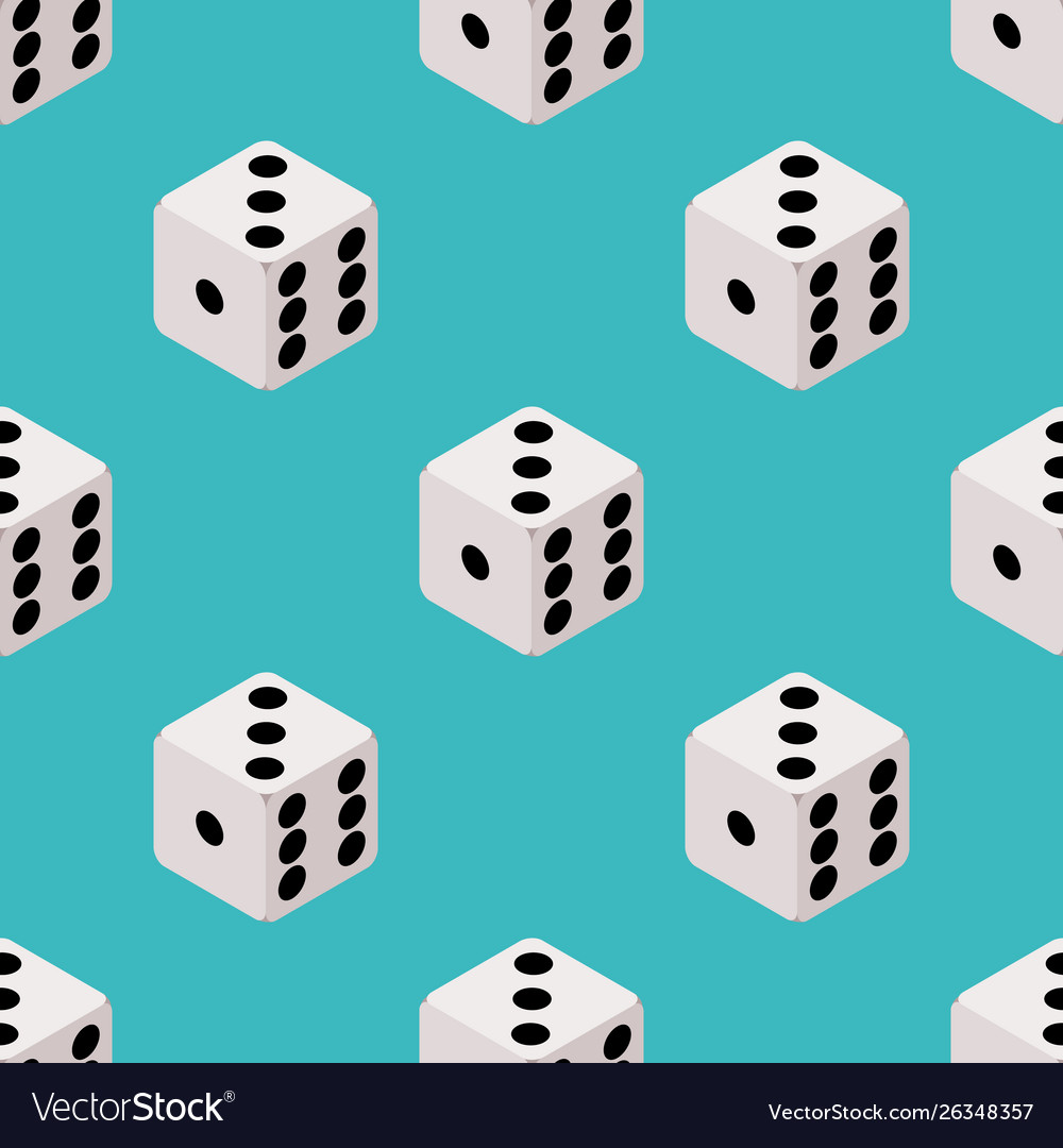Dice seamless pattern board game repeating design vector image Dice seamless pattern board game repeating design