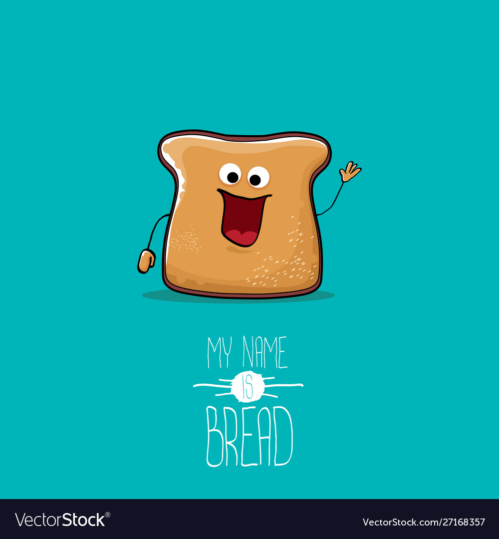 Funny cartoon cute sliced bread character