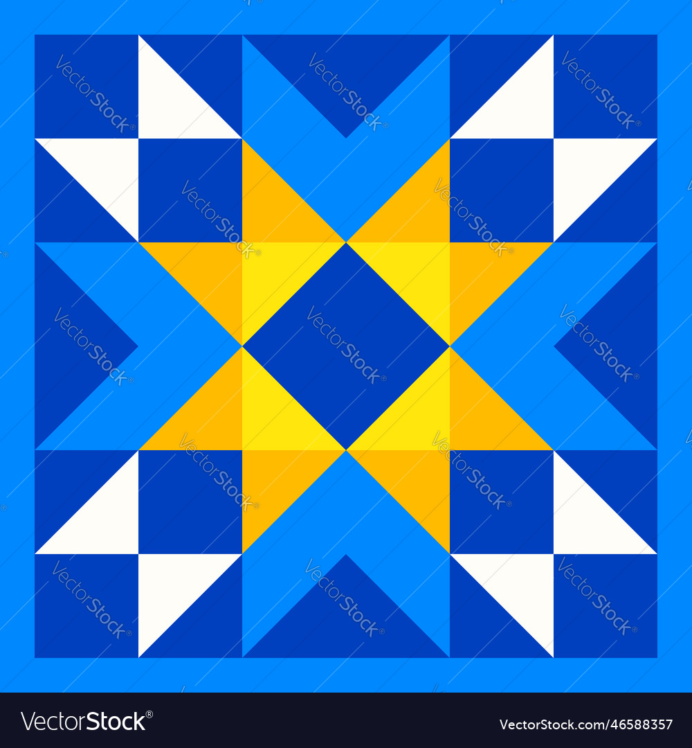 Geometric star pattern barn quilt block patchwork Vector Image