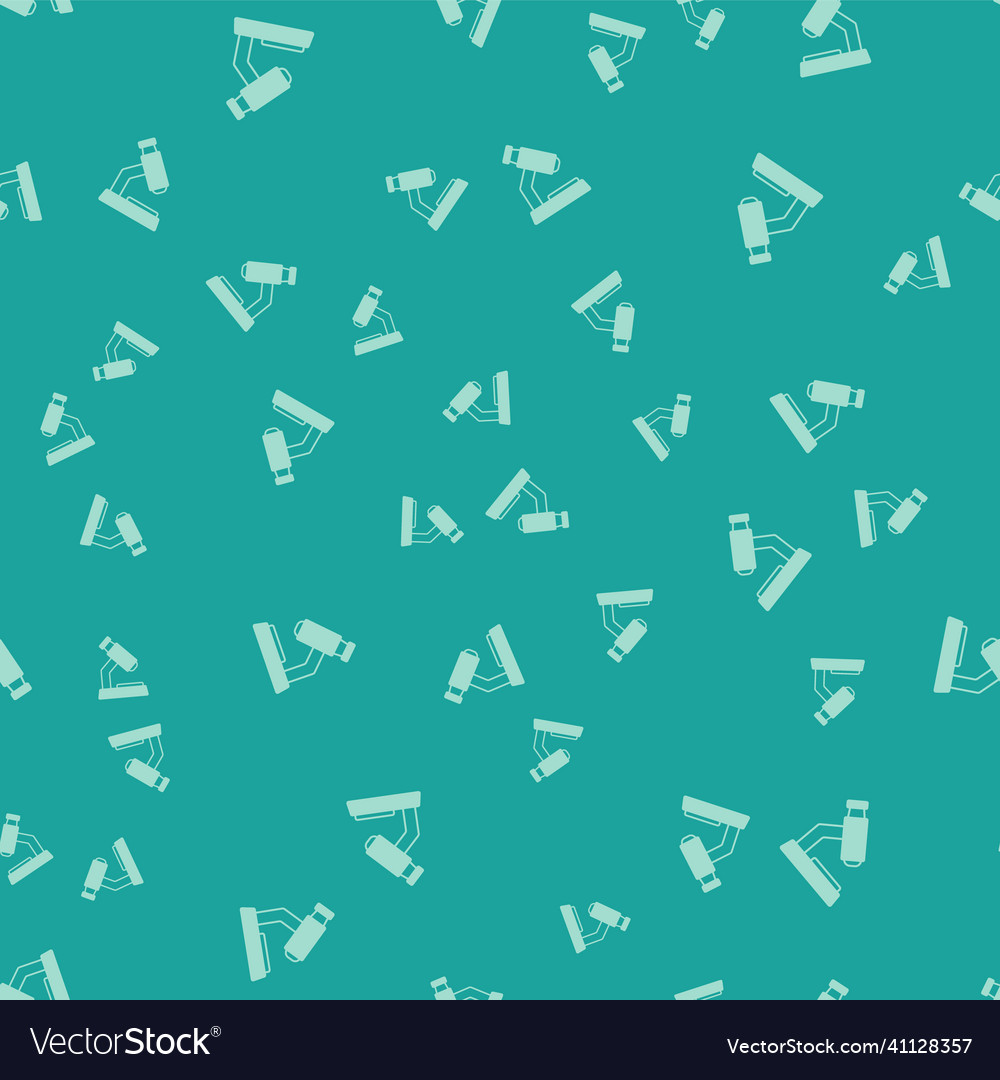Green microscope icon isolated seamless pattern vector image Green microscope icon isolated seamless pattern