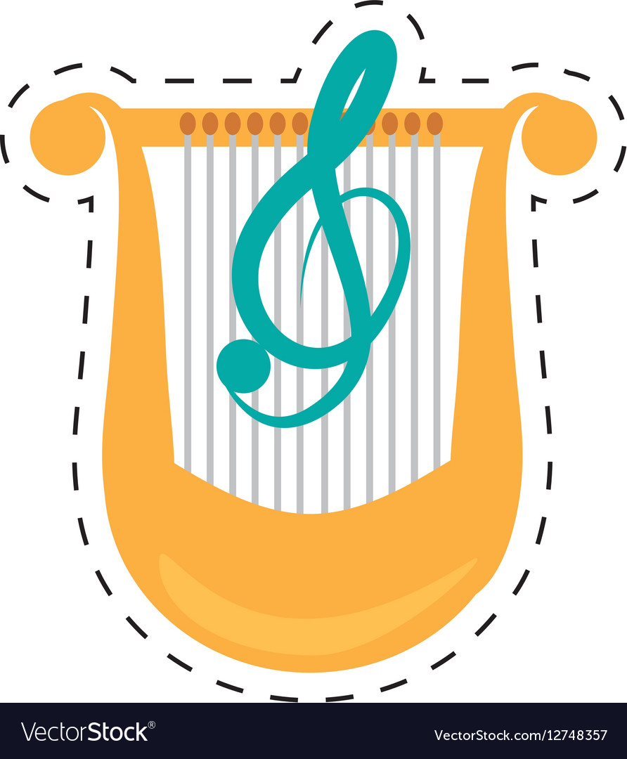 Harp lyre music classic dotted line Royalty Free Vector