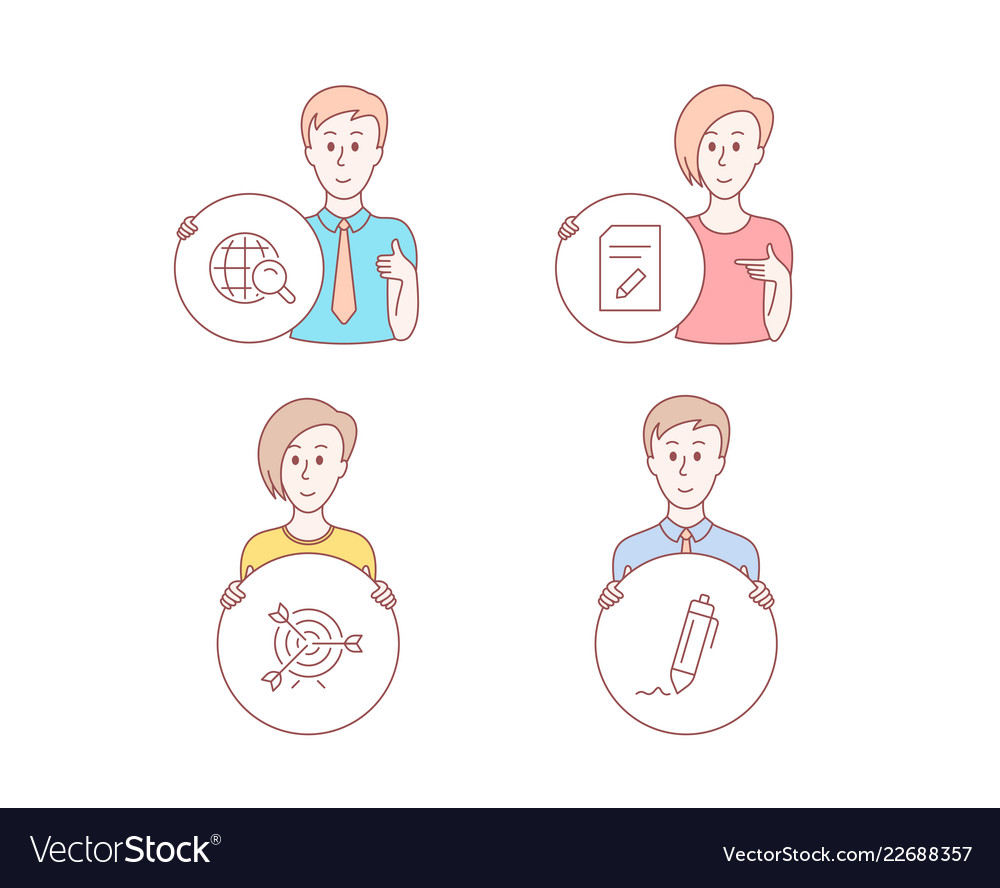 Internet search target and edit document icons vector image Internet search target and edit document icons