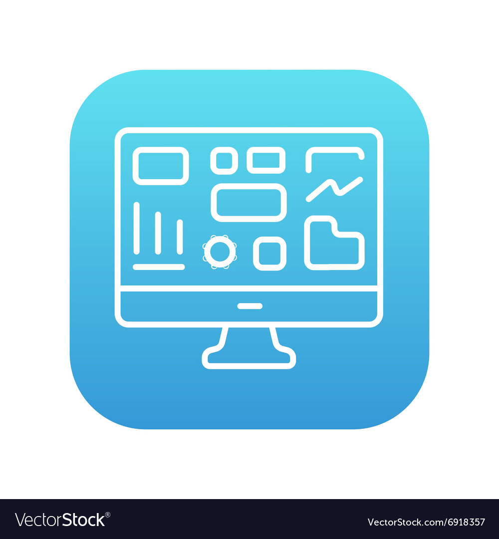 Monitor with business graphs line icon