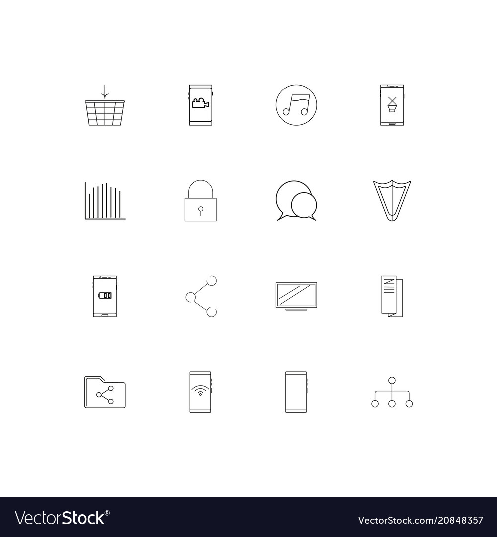 Netzwerk und Datenbank lineare dünne Symbole Set