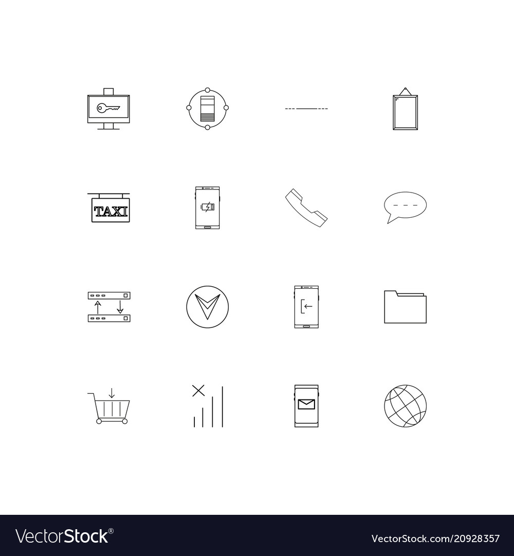 Network and database linear thin icons set