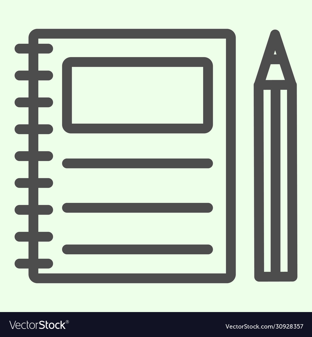 Notebook line icon writing spiral notepad vector image Notebook line icon writing spiral notepad