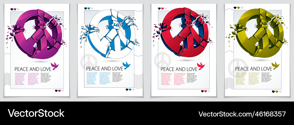 Peace symbol breaking to pieces 3d realistic Vector Image