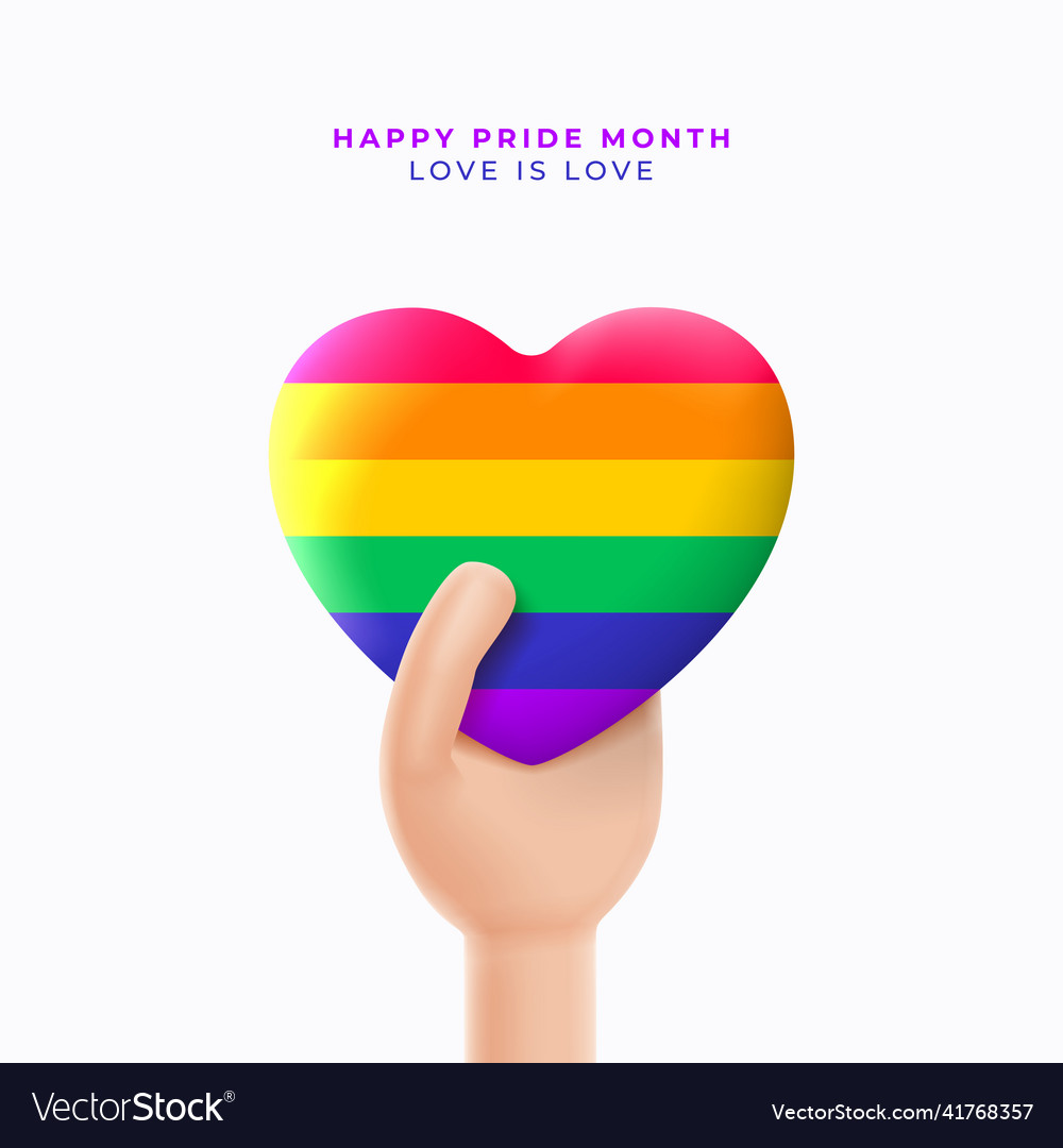 Pride month banner with 3d cartoon hand Vector Image Pride month banner with 3d cartoon hand