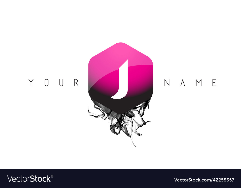 Purple glossy shape j letter logo design Vector Image