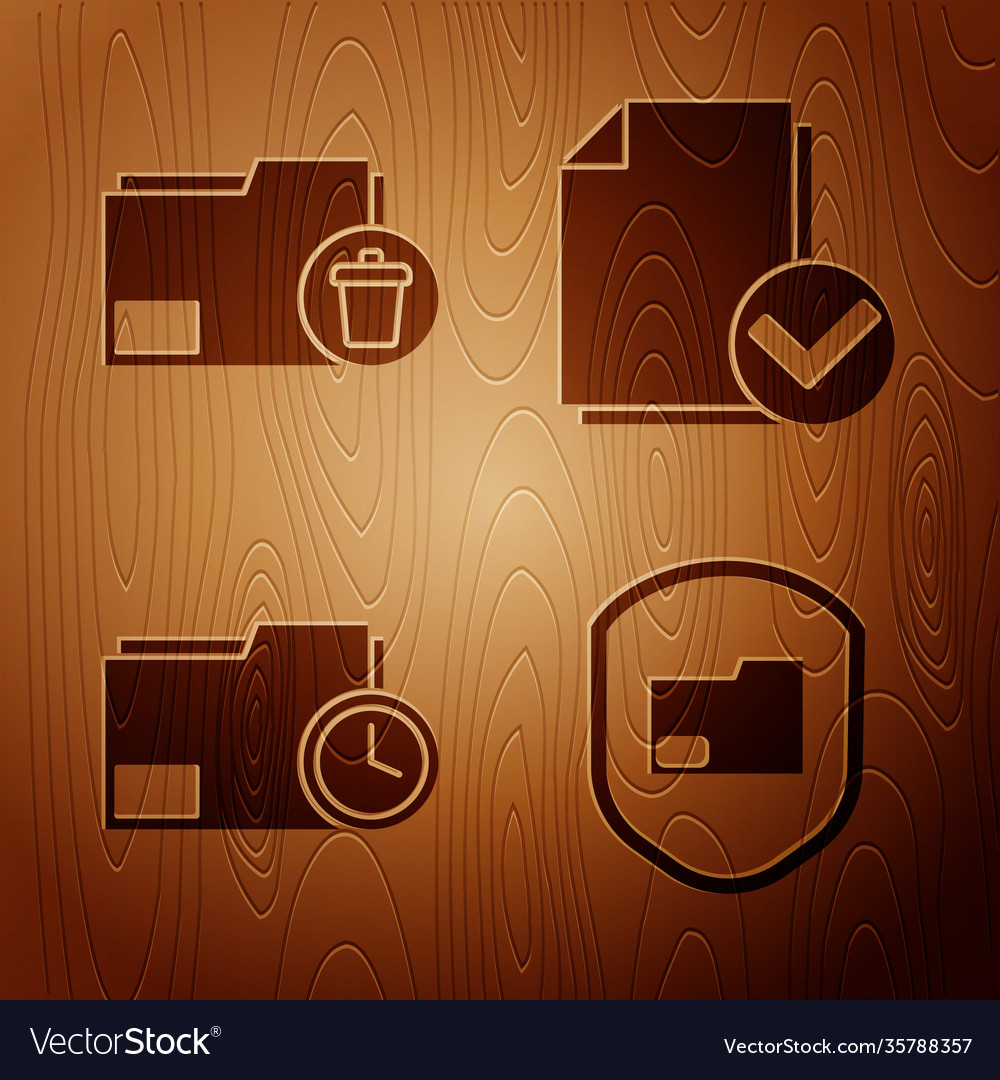 Set document folder protection delete vector image Set document folder protection delete