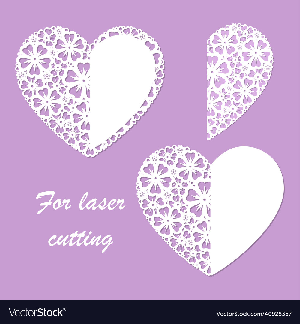 Template for laser cutting heart with a pattern vector image Template for laser cutting heart with a pattern