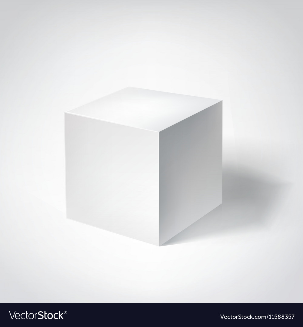 White 3D Cube with Shadow