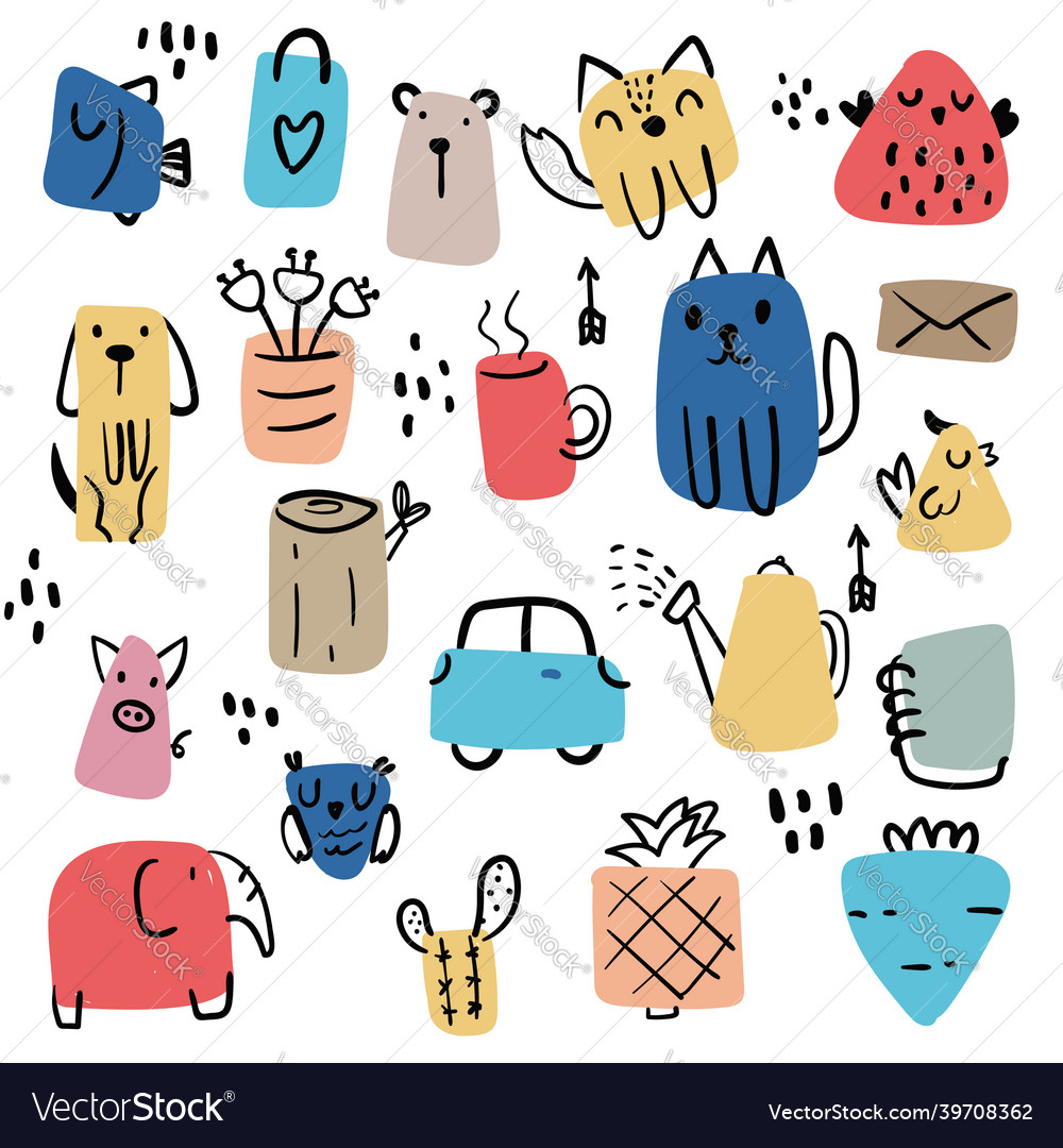 Art object collection design vector image Art object collection design