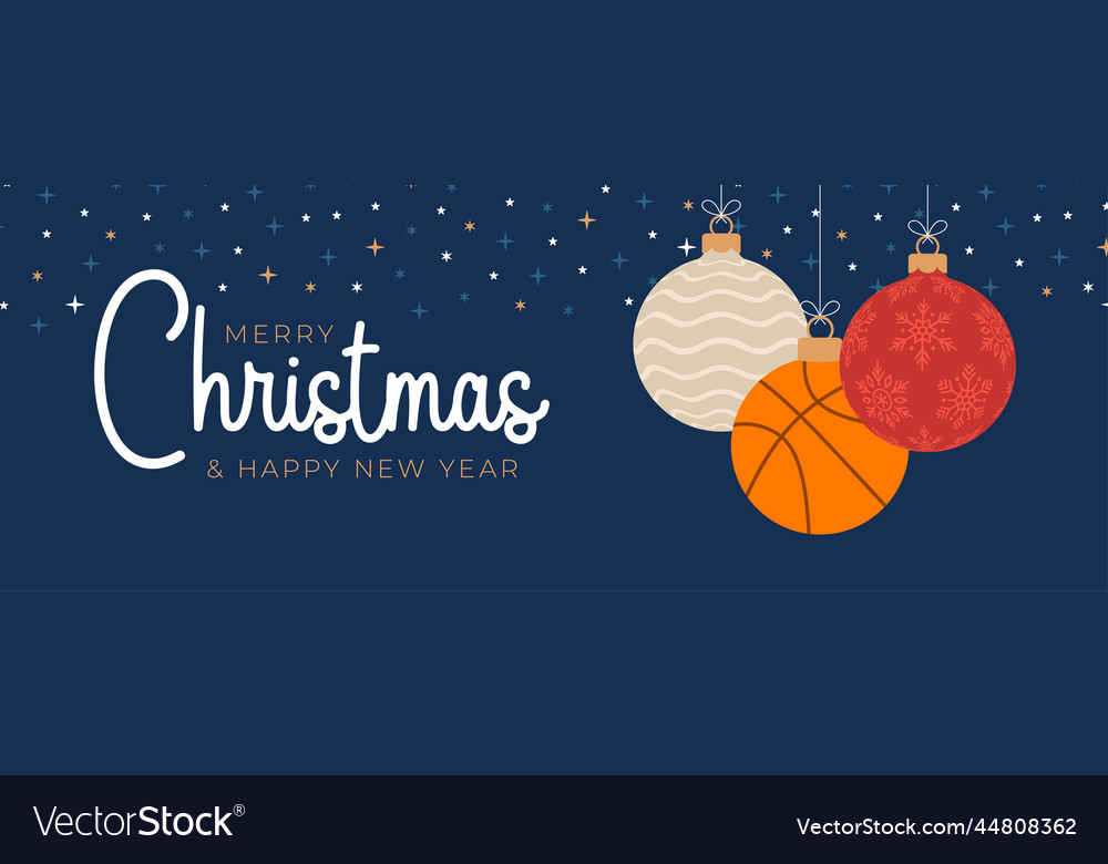 Basketball christmas greeting card merry Vector Image