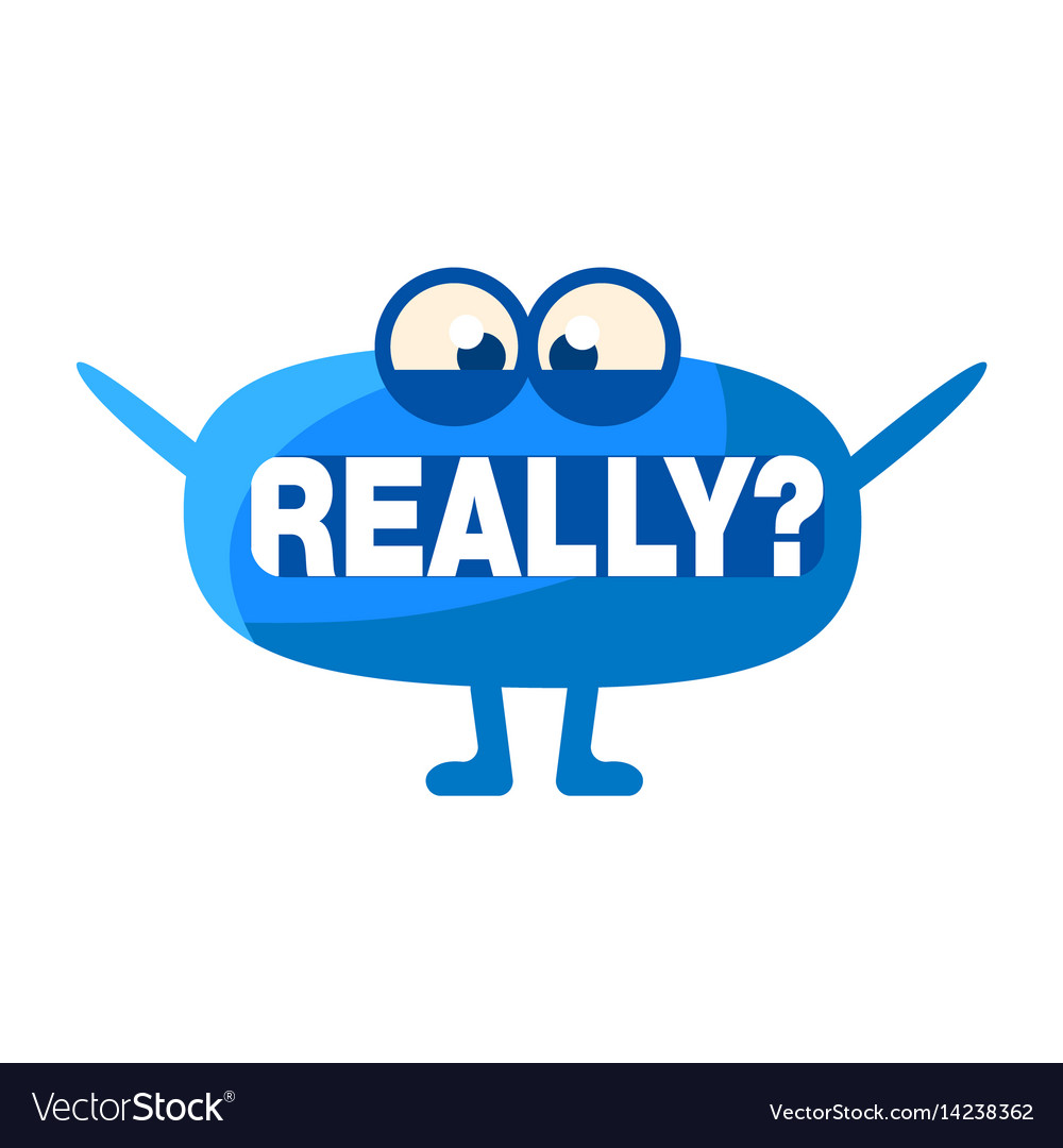 Blue blob asking really cute emoji character Vector Image