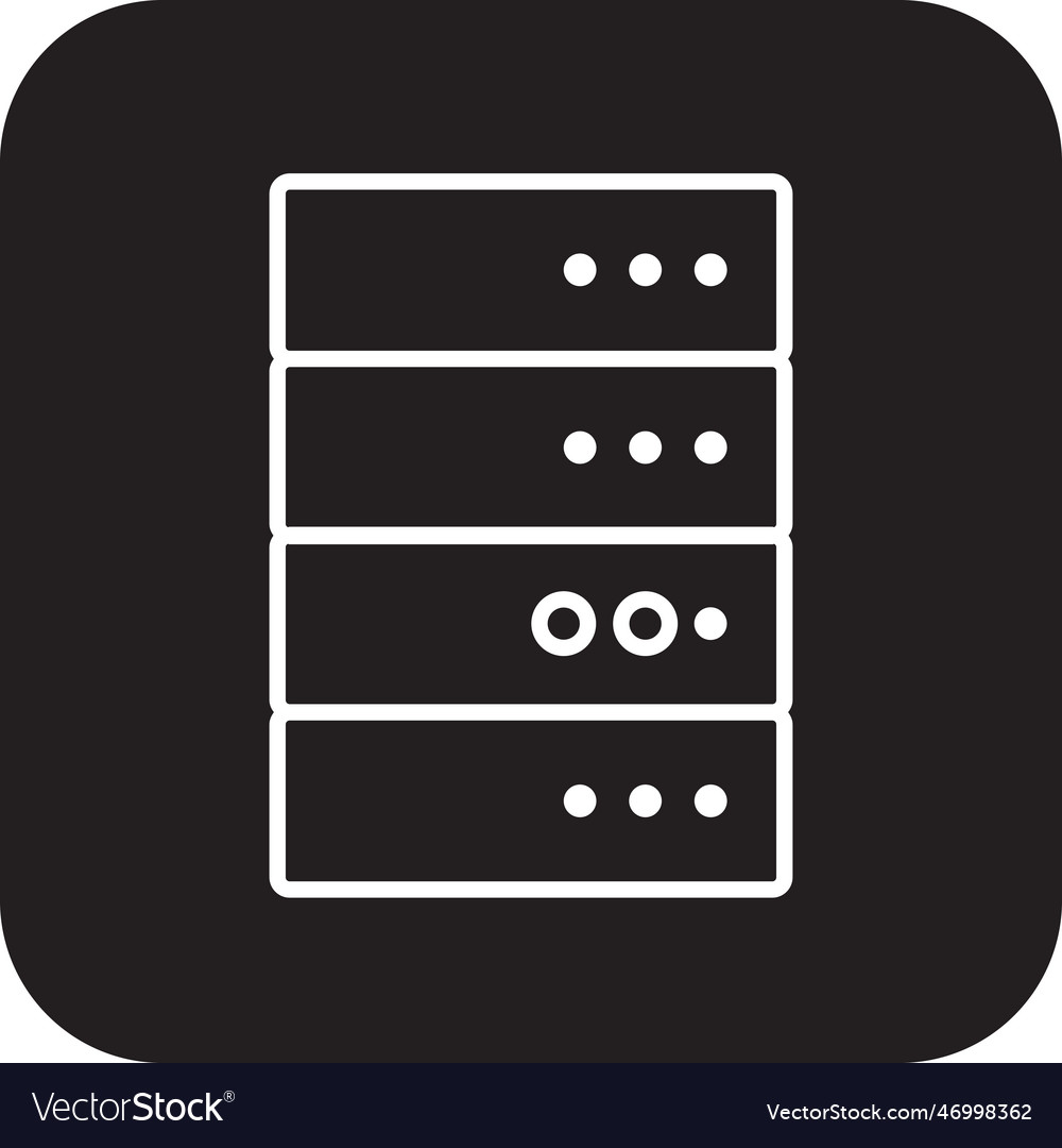 Database data management icon with black filled vector image Database data management icon with black filled