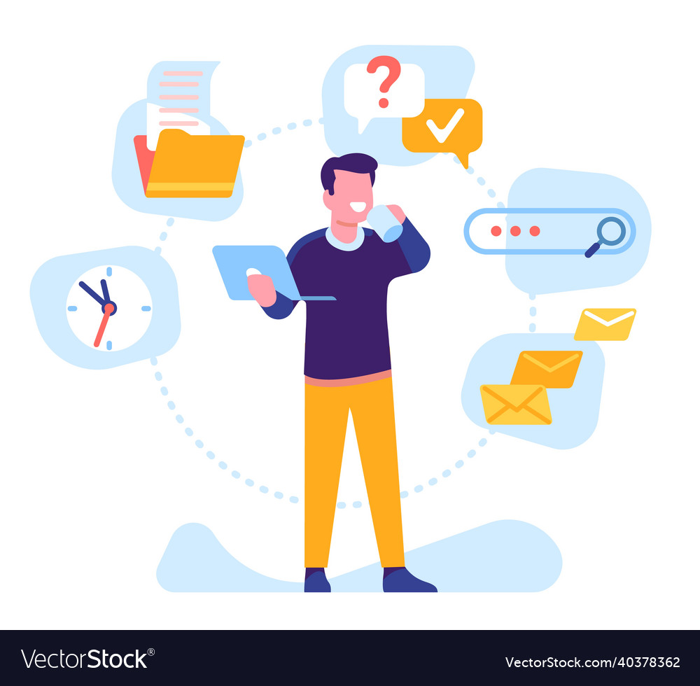Man Performing Multiple Tasks