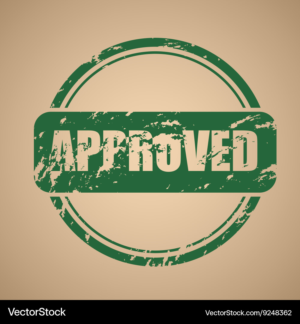 Old round stamp of approval Royalty Free Vector Image