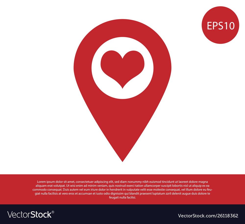 Red map pointer with heart icon isolated on white vector image Red map pointer with heart icon isolated on white