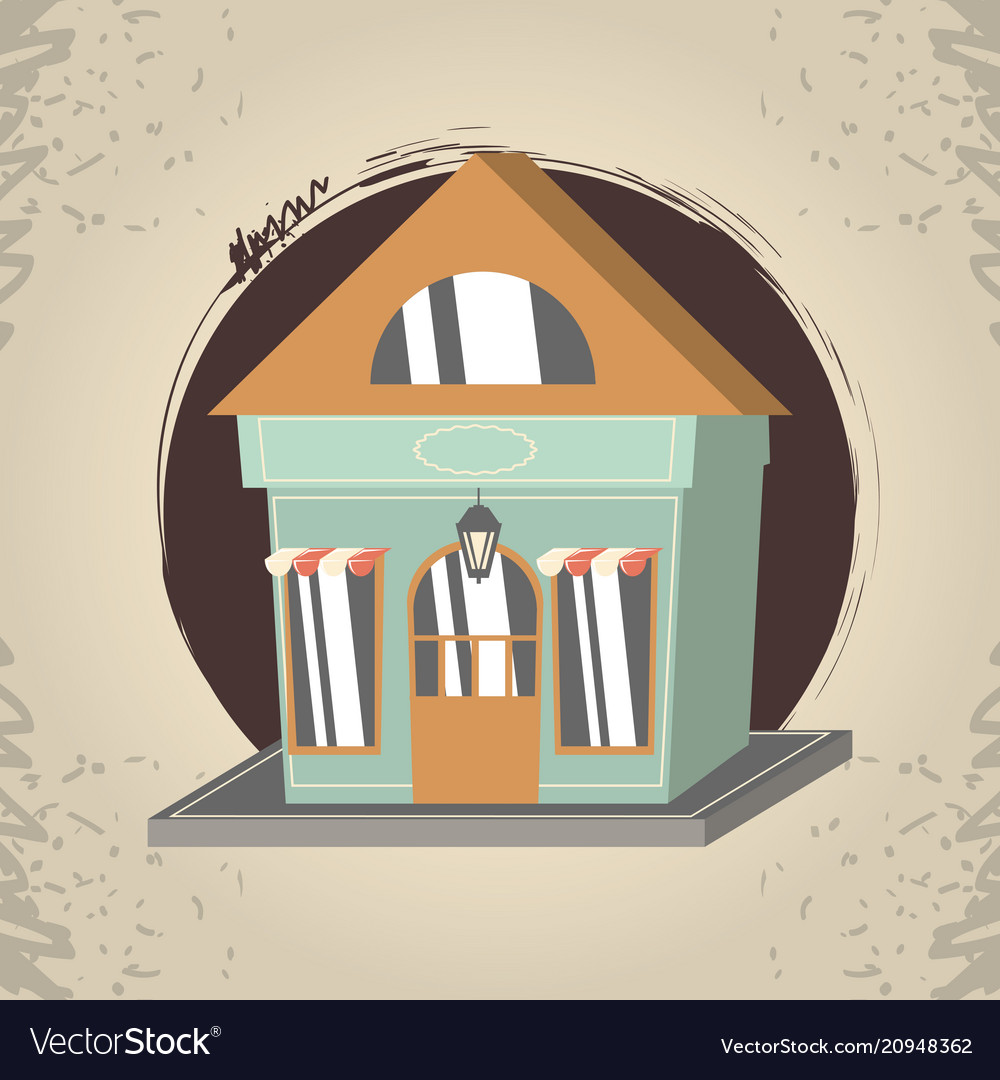 Retro store building front