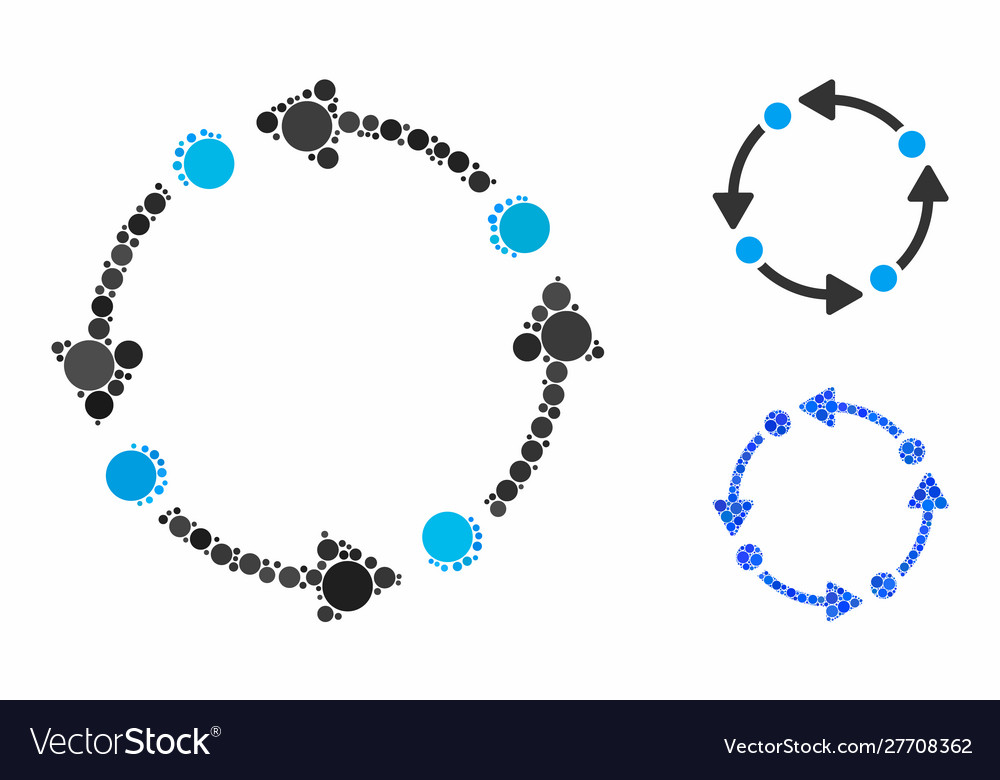 Rotate composition icon round dots vector image Rotate composition icon round dots