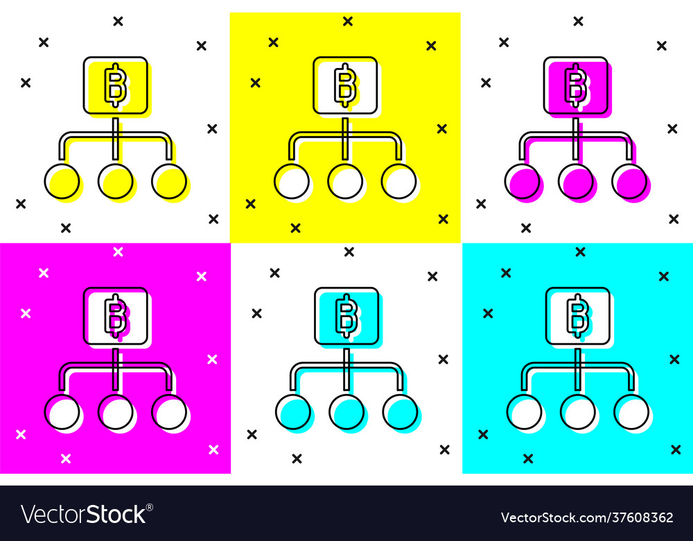 Set blockchain technology bitcoin icon isolated vector image Set blockchain technology bitcoin icon isolated