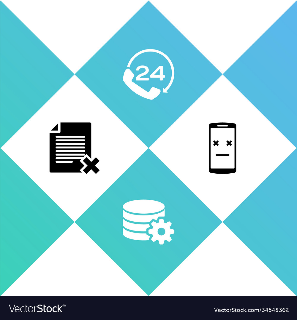 Set delete file document setting database server vector image Set delete file document setting database server