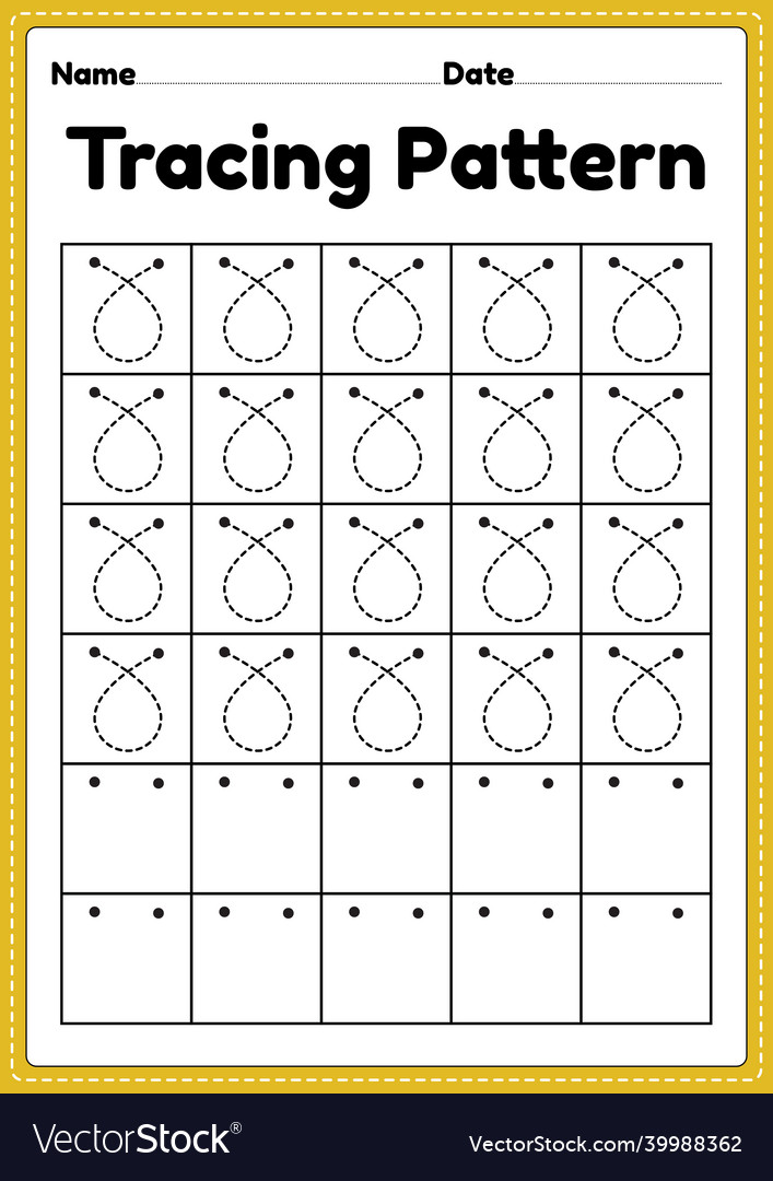 Tracing Pattern Loop Lines Worksheet Royalty Free Vector 2406