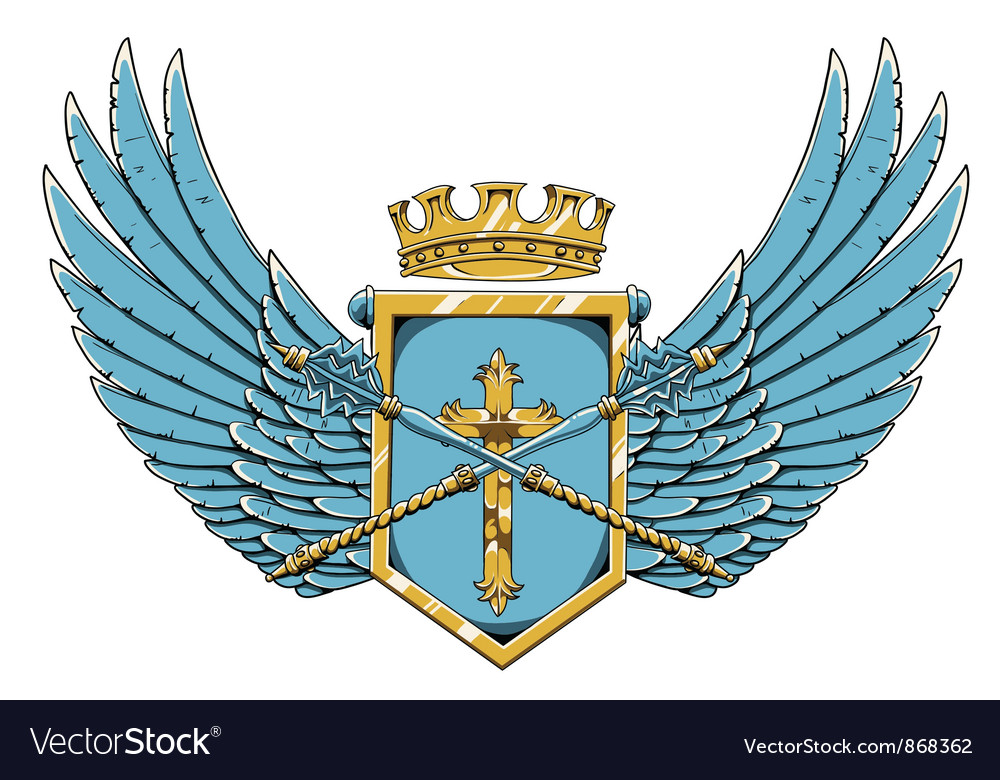 Vintage crest with wings Royalty Free Vector Image