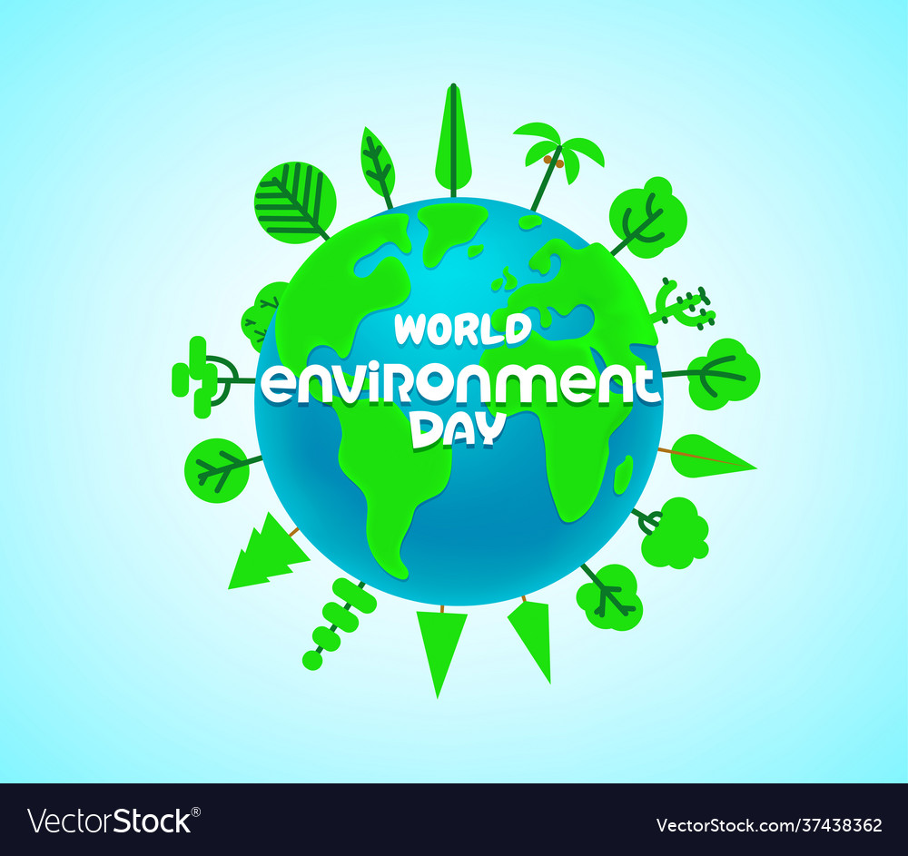 World environment day banner with trees Royalty Free Vector