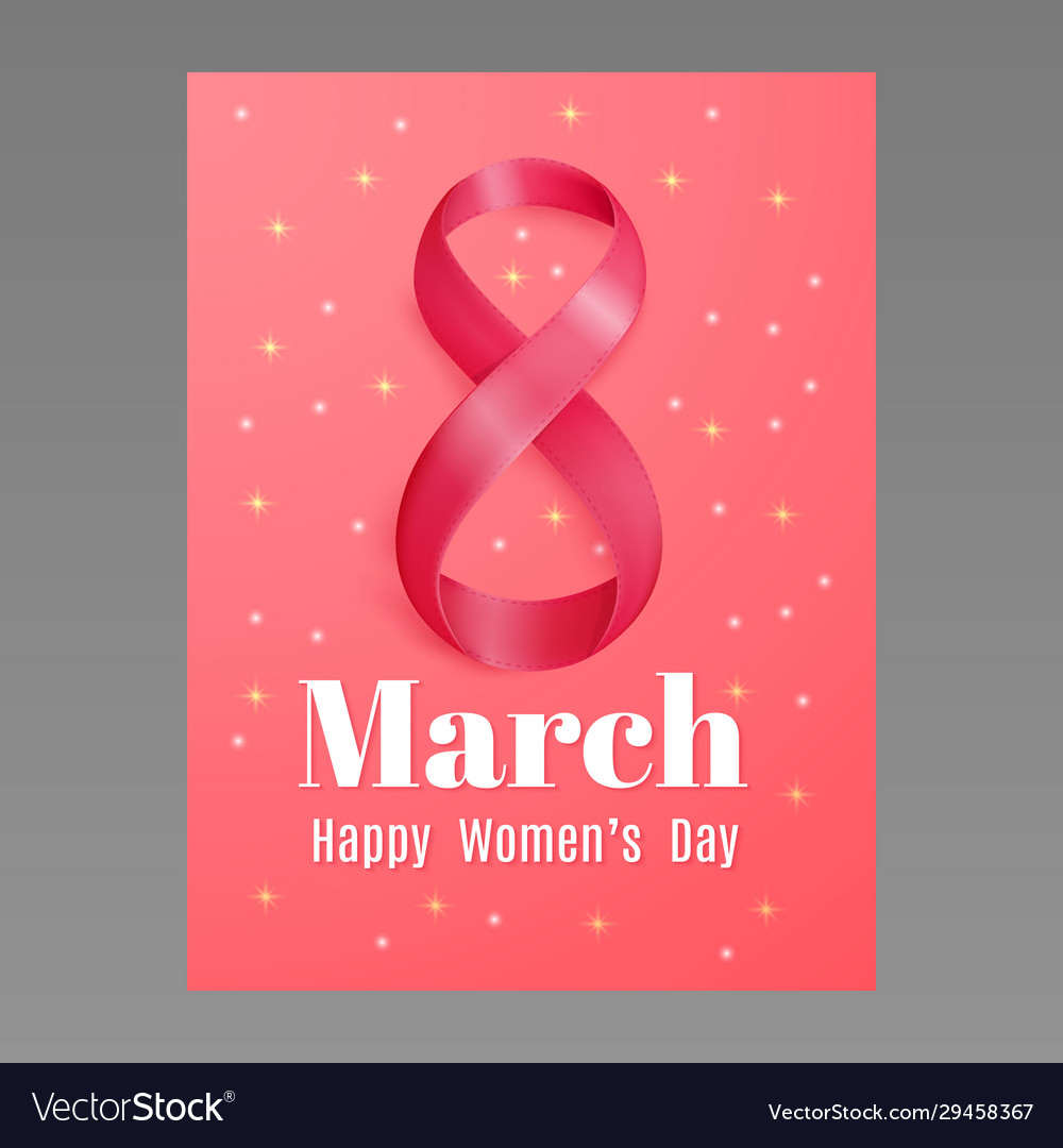 8 march happy womens day hearts pink banner