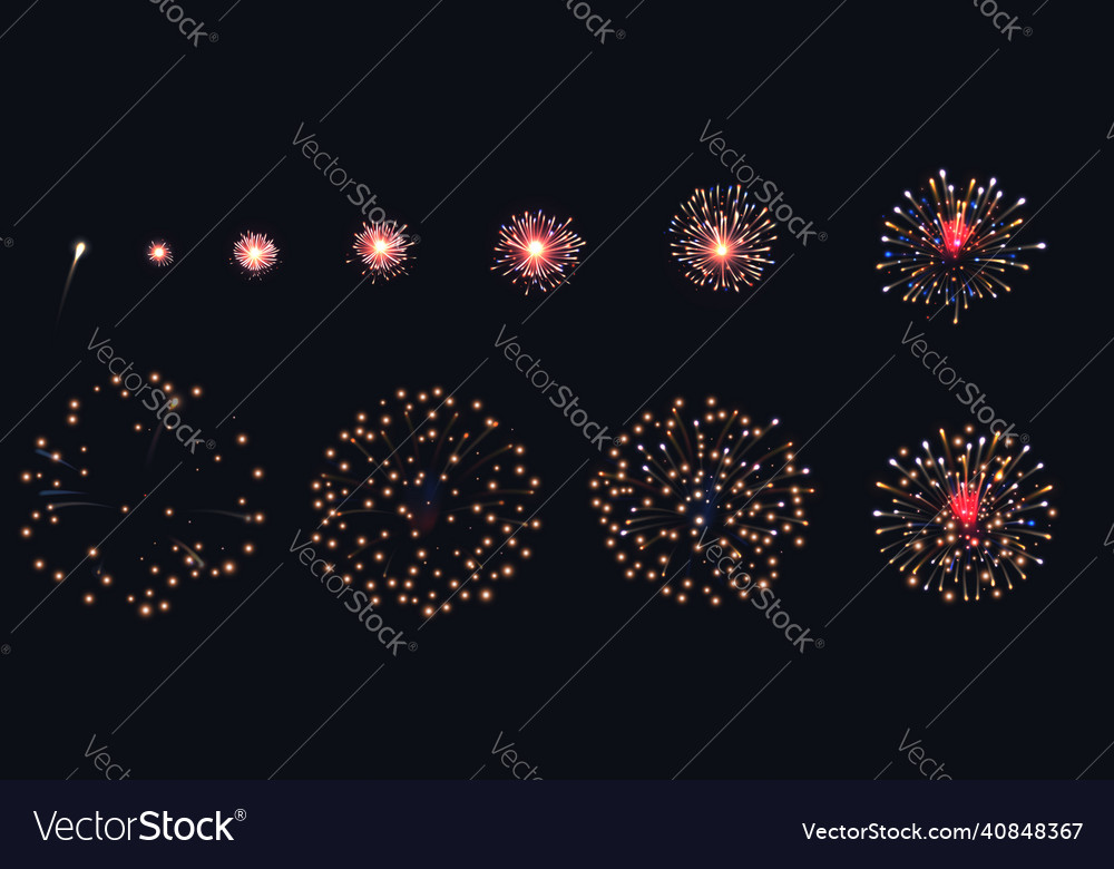 Firework animation set vector image Firework animation set