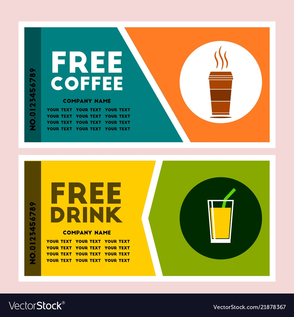 Free coffee and drink coupon Royalty Free Vector Image