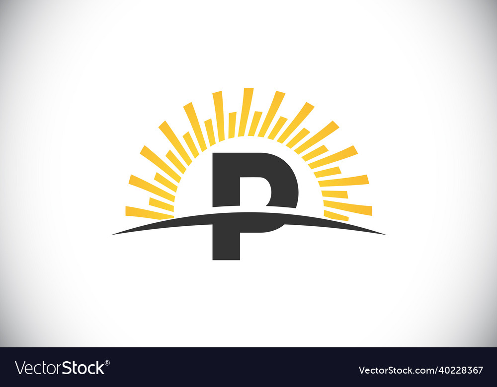 Initial p monogram alphabet with the abstract sun Vector Image Initial p monogram alphabet with the abstract sun