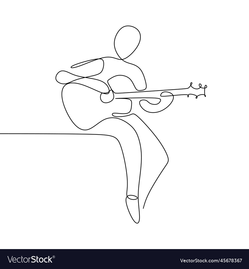 Person sing a song with acoustic classical guitar Vector Image