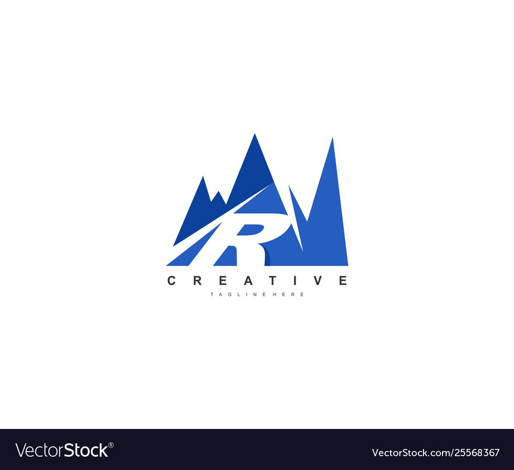 R letter creative modern mountain logo design