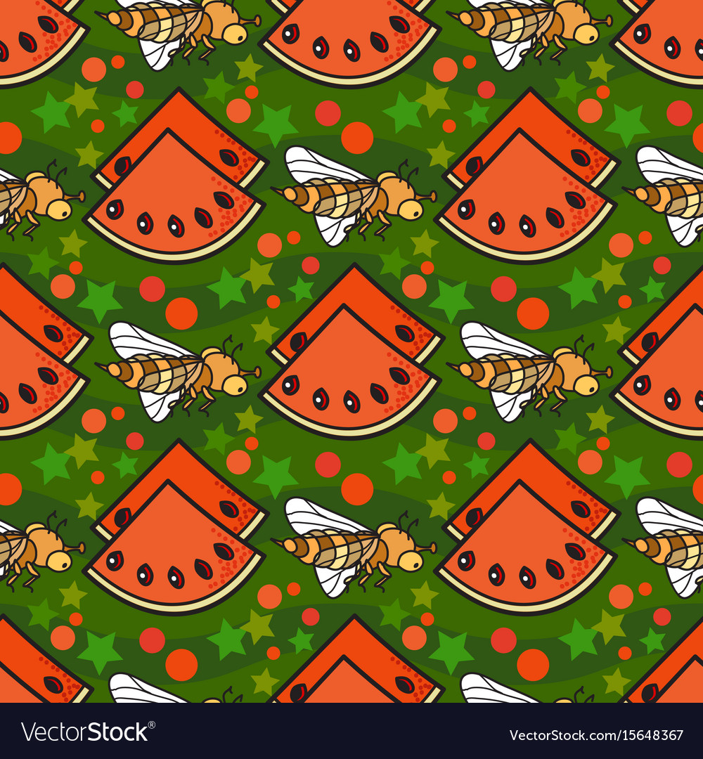 Seamless pattern with slice of watermelo