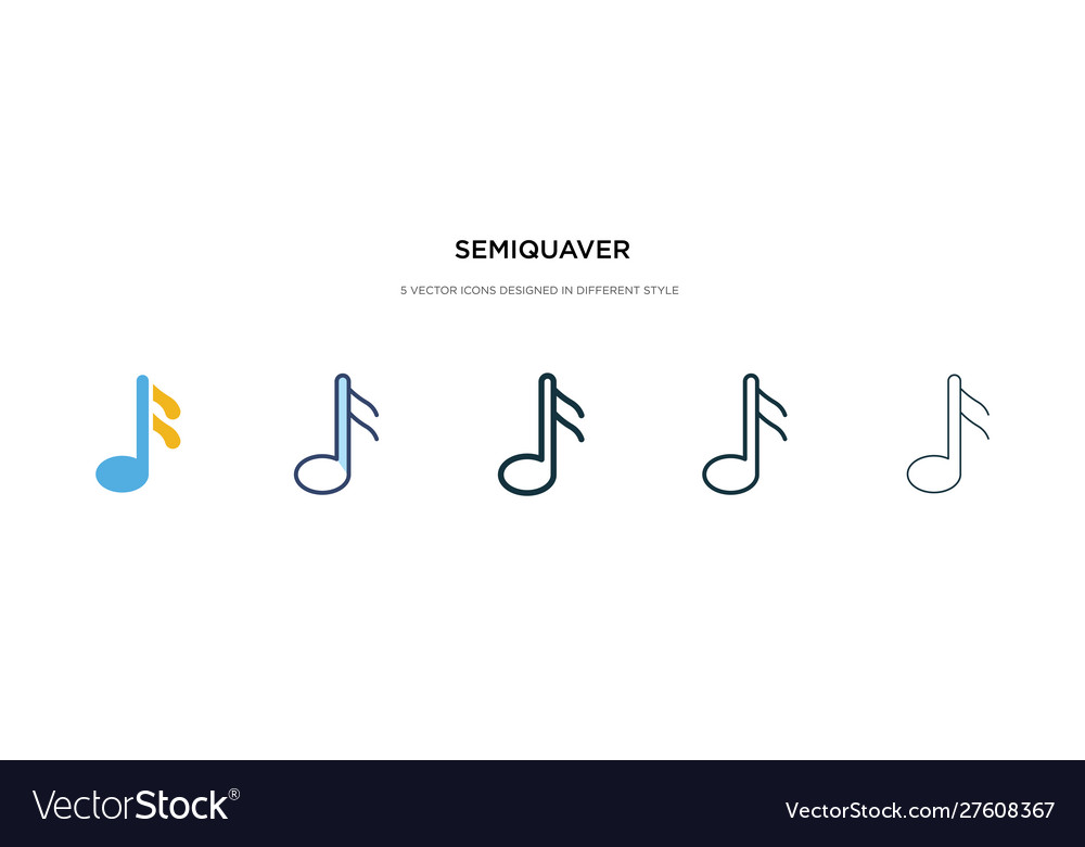 Semiquaver icon in different style two colored