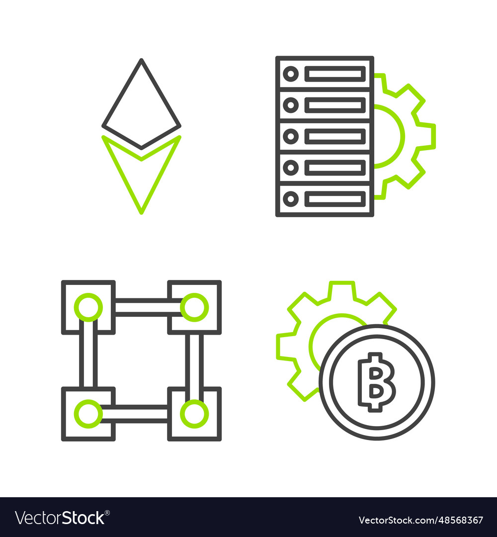 Set line cryptocurrency coin bitcoin blockchain