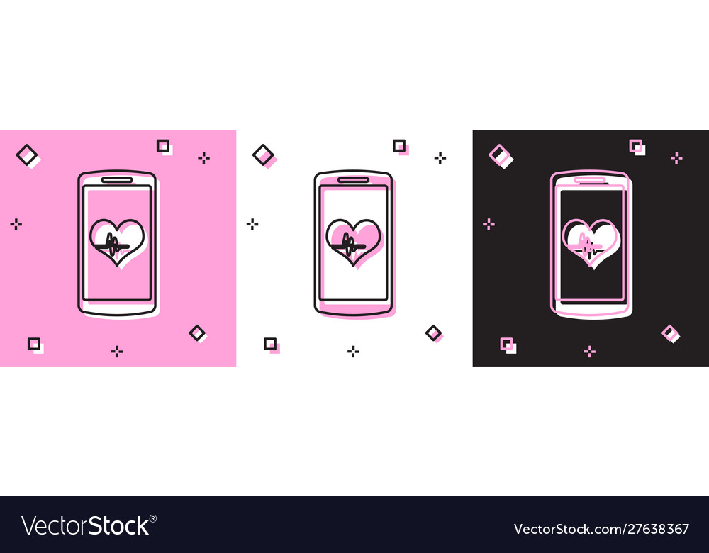 Set smartphone with heart rate monitor function Vector Image Set smartphone with heart rate monitor function